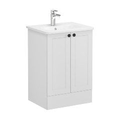 Vitra Root Classic 68758 Lavabo Dolabı, Kapaklı, 60 Cm, Yerden, Mat Açık Gri, Yuvarlak Lavabolu